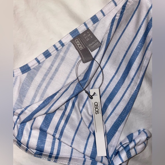 NWT ASOS Maxi Slit  Skirt with side tie crop top set blue and white stipe Small - Picture 11 of 11